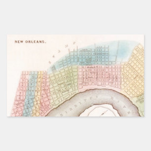 Sticker Antique New Orleans NOLA Map Pastel Shades