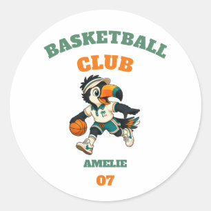 Sticker Basketball Toucan Mascot Personalized Kids