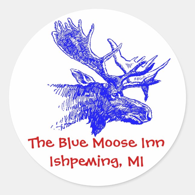 Sticker Blue Moose Personalise Any Text Red Blue (Front)