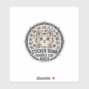 Sticker Bomb Doodle Cat POD Vector Art - Sticker B