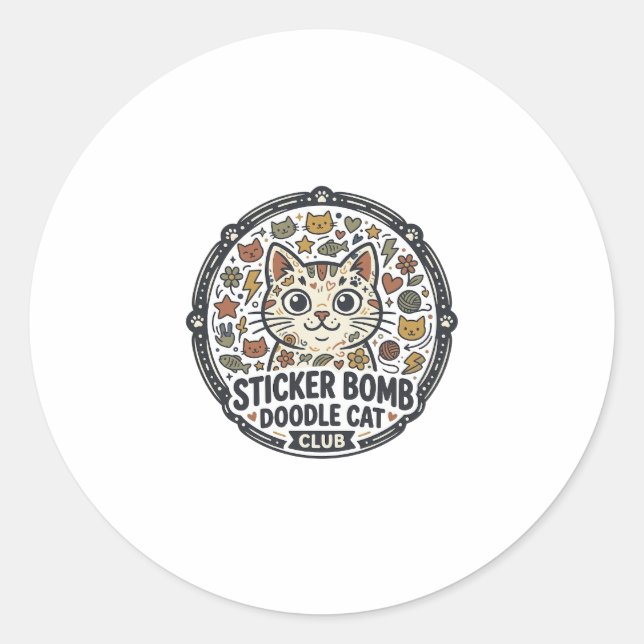 Sticker Bomb Doodle Cat POD Vector Art - Sticker B (Front)