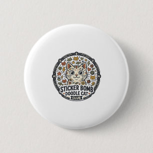 Sticker Bomb Doodle Cat POD Vector Art - Sticker B 6 Cm Round Badge