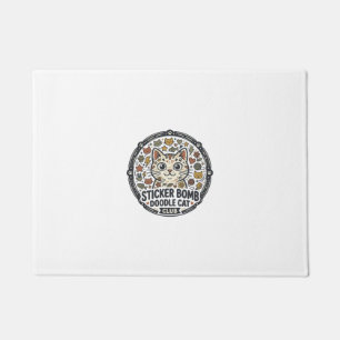 Sticker Bomb Doodle Cat POD Vector Art - Sticker B Doormat