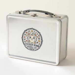 Sticker Bomb Doodle Cat POD Vector Art - Sticker B Metal Lunch Box