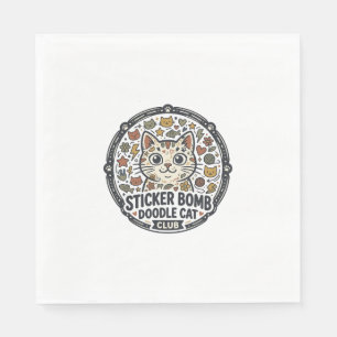 Sticker Bomb Doodle Cat POD Vector Art - Sticker B Napkin