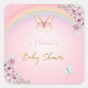 Sticker Butterflies, Rainbow, Pink Gold
