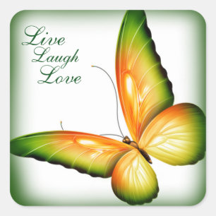 Sticker/Butterfly with Live Laugh Love Square Sticker