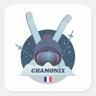 Sticker Carré Chamonix Ski resort