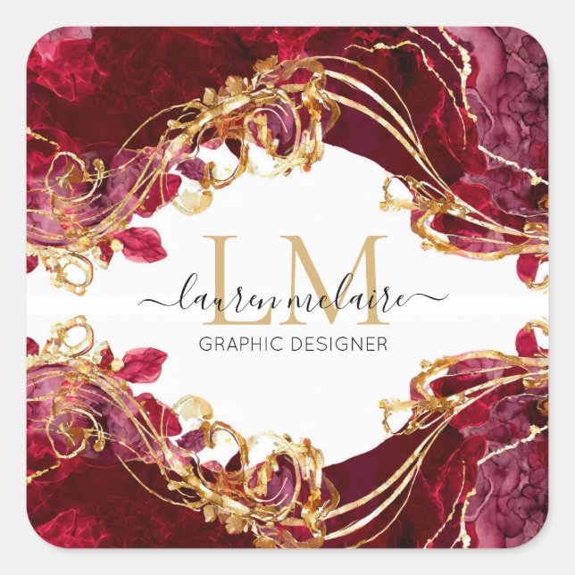 Sticker - Cherry Red Gold Monogram (Front)