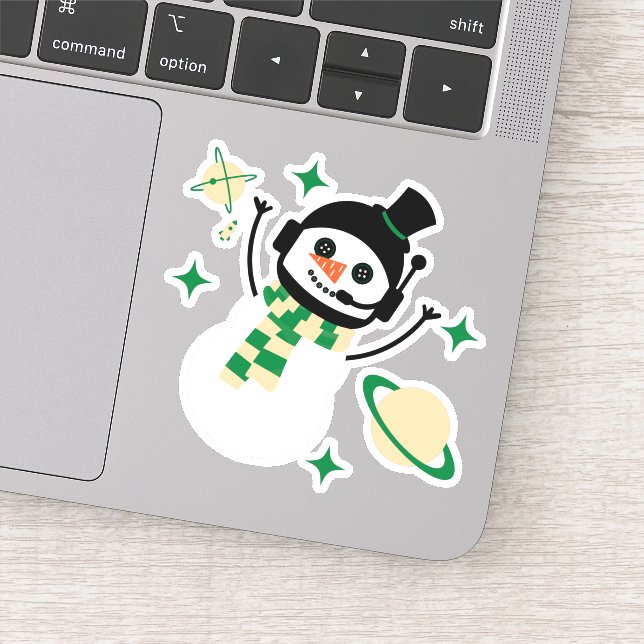 Sticker - Christmas Space Snow Man (Green) (Detail)