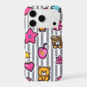 Sticker Collage iPhone Case Y2K Pinstripe