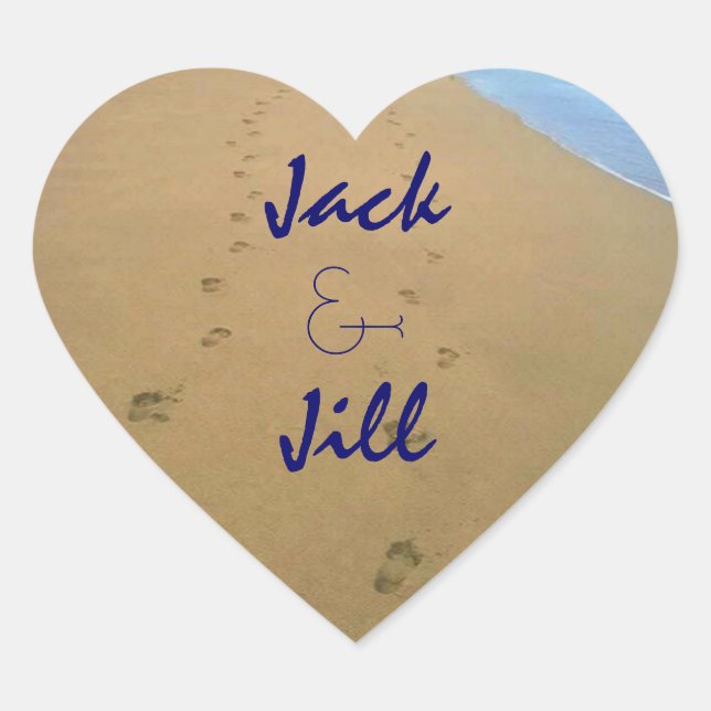 Sticker Couple Pair Footsteps Sand Beach Heart Luv (Front)