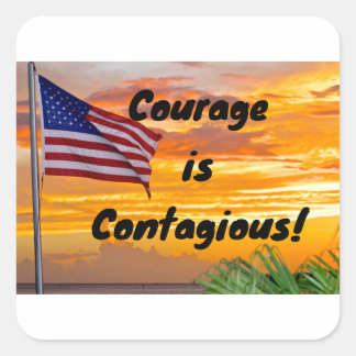 Sticker " Courage is Contagious" American Flag