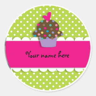 Sticker/Cupcake and Dots Classic Round Sticker