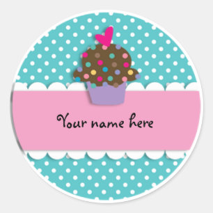 Sticker/Cupcake and Dots Classic Round Sticker