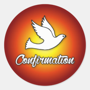 Sticker, Dove on Red, Confirmation Classic Round Sticker