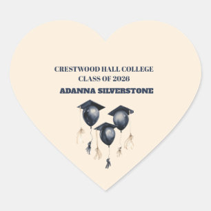Sticker-Editable Grad Party Decorations Heart Sticker