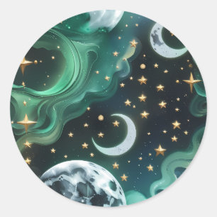 Sticker - Emerald Green Celestial Moon Mystic Luna