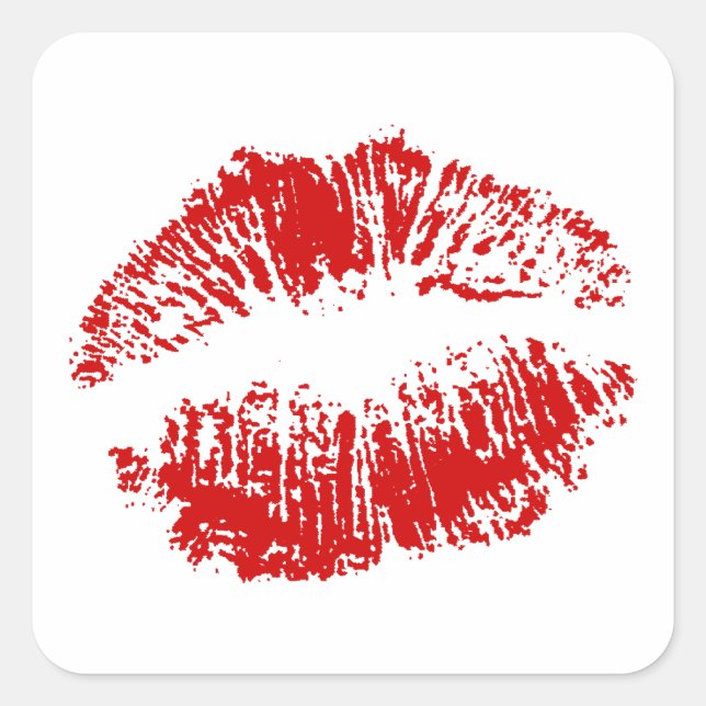 Sticker Envelope Seals Sealed With Kiss Lips Red L (Front)