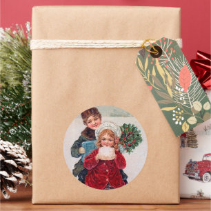 Sticker festive vintage Christmas kids Holiday