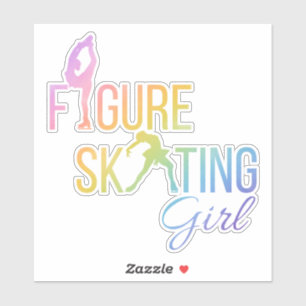 Sticker figure skating girl custom-cut rainbow