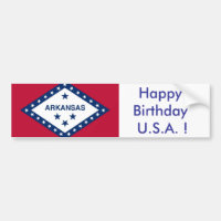Sticker Flag of Arkansas, Happy Birthday U.S.A.!