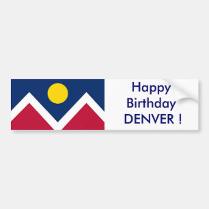 Sticker Flag of Denver, Happy Birthday DENVER!