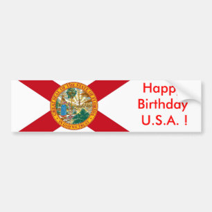 Sticker Flag of Florida, Happy Birthday U.S.A.!
