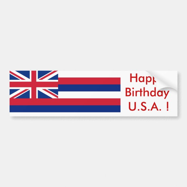 Sticker Flag of Hawaii, Happy Birthday U.S.A.! (Front)