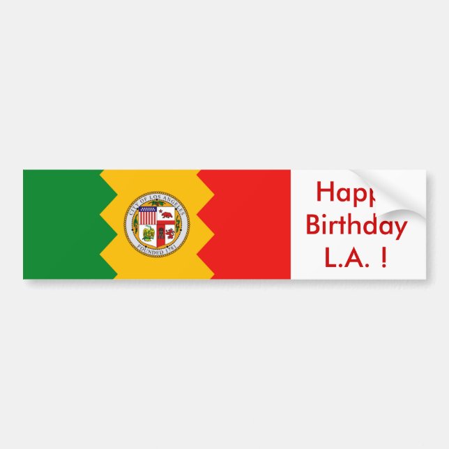 Sticker Flag of Los Angeles, Happy Birthday L.A.! (Front)