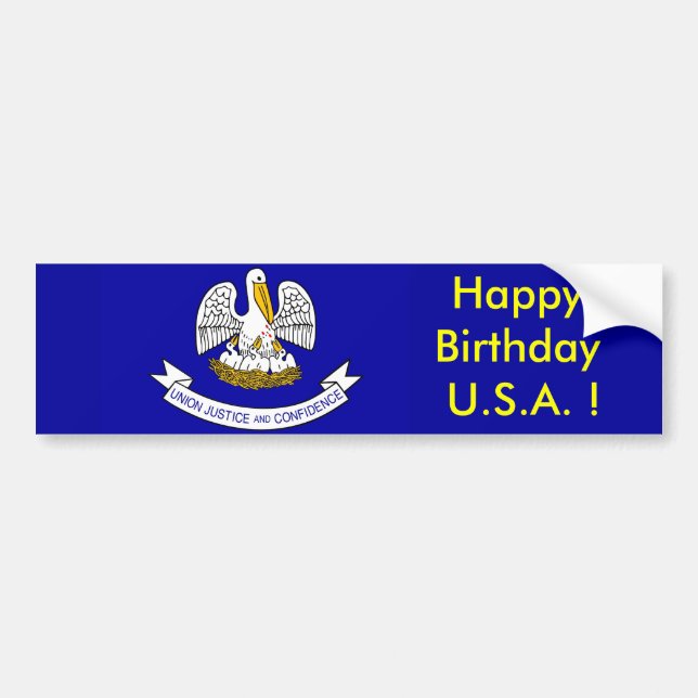 Sticker Flag of Louisiana, Happy Birthday U.S.A.! (Front)