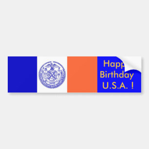 Sticker Flag of New York, Happy Birthday U.S.A.!