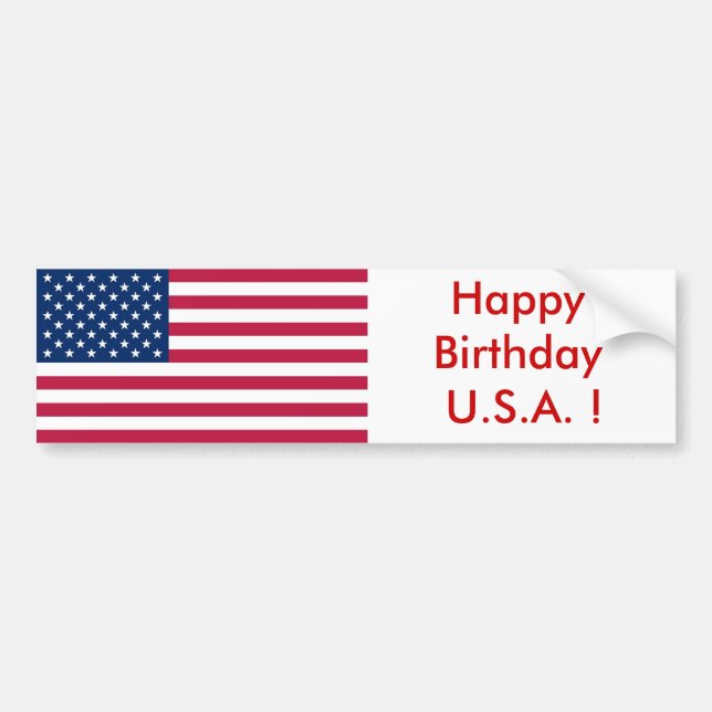 Sticker Flag of the USA, Happy Birthday U.S.A. ! (Front)