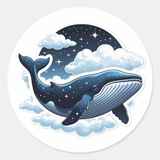 Sticker Floating cloud whale with stars (Front)