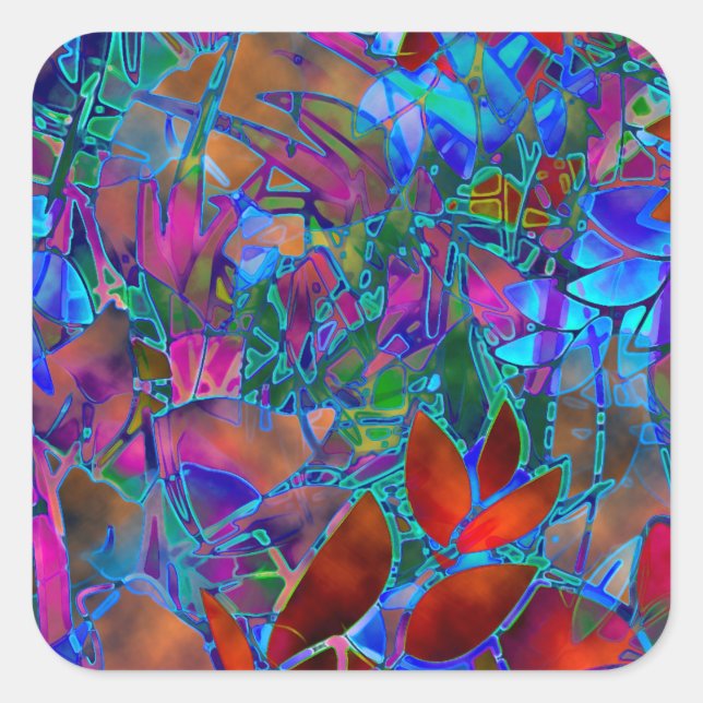 Sticker Floral Abstract Stained Glass (Front)