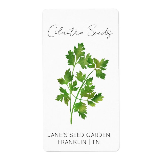 Sticker for seed packet | Cilantro Seed Label (Front)