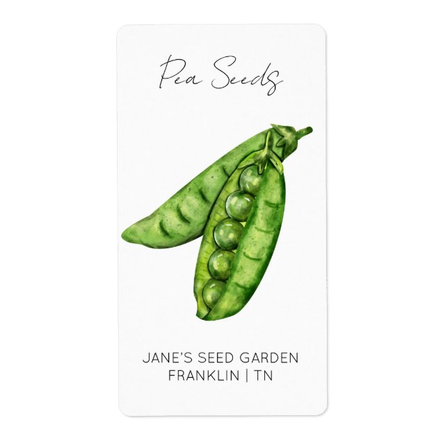 Sticker for seed packet | Pea Seed Label (Front)