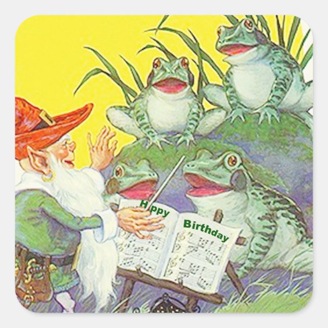 Sticker Frogs Singing Elf Directs Birthday Song (Front)