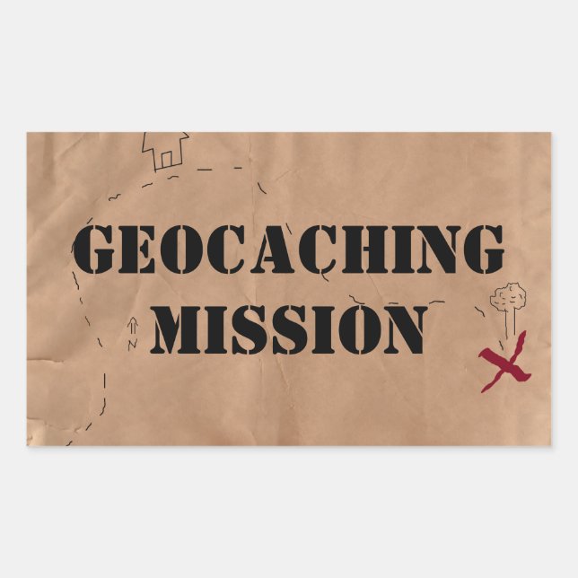 Sticker: Geocaching Mission, on an Old Map Rectangular Sticker (Front)