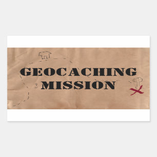 Sticker: Geocaching Mission, on an Old Map Rectangular Sticker