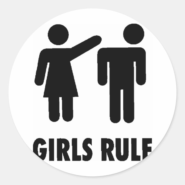 Sticker-Girls Rule Classic Round Sticker (Front)
