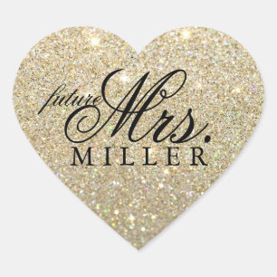 Sticker - Glitter Heart Fab future Mrs.