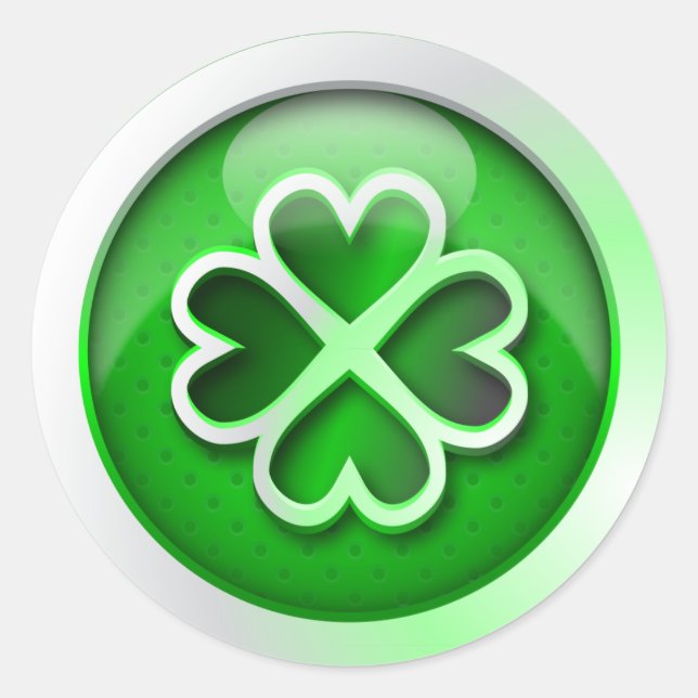 Sticker glossy green quatrefoil St. Patrick's Day (Front)