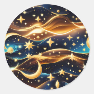 Sticker - Golden Ochre Celestial Moon Lunar Design