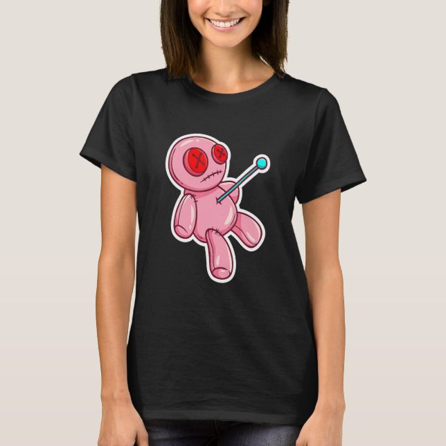 Sticker Goth Creepy Cute Voodoo Doll For Teens T-Shirt (Front)