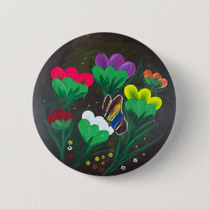 Sticker- Handmade artwork - Butterfly Bolssom 6 Cm Round Badge