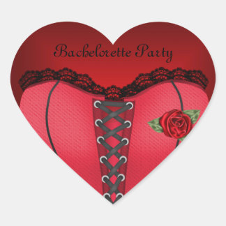 Sticker Heart Bachelorette Party Black Red Corset