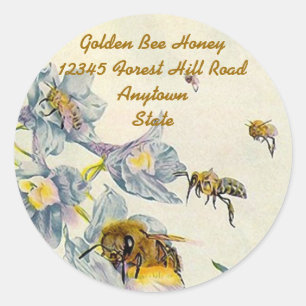 Sticker Honey Bees Morning Glory Flowers Beekeeper