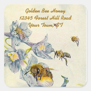 Sticker Honey Bees Morning Glory Flowers Beekeeper
