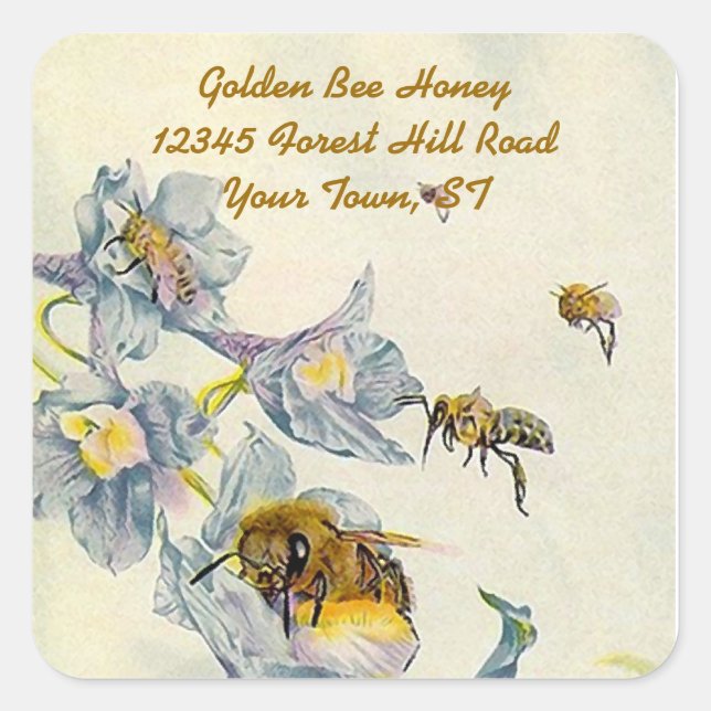 Sticker Honey Bees Morning Glory Flowers Beekeeper (Front)